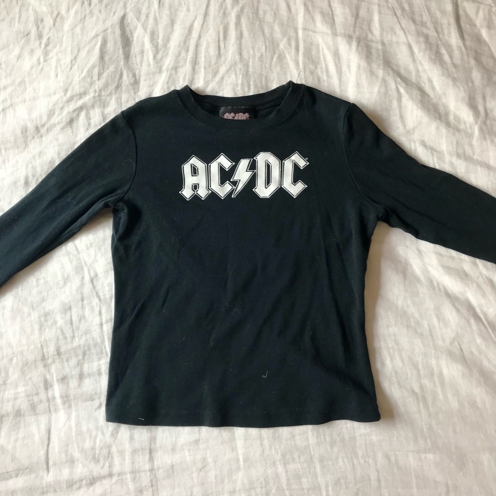 Hot Topic Black AC/DC Long Sleeve Tee with White Logo